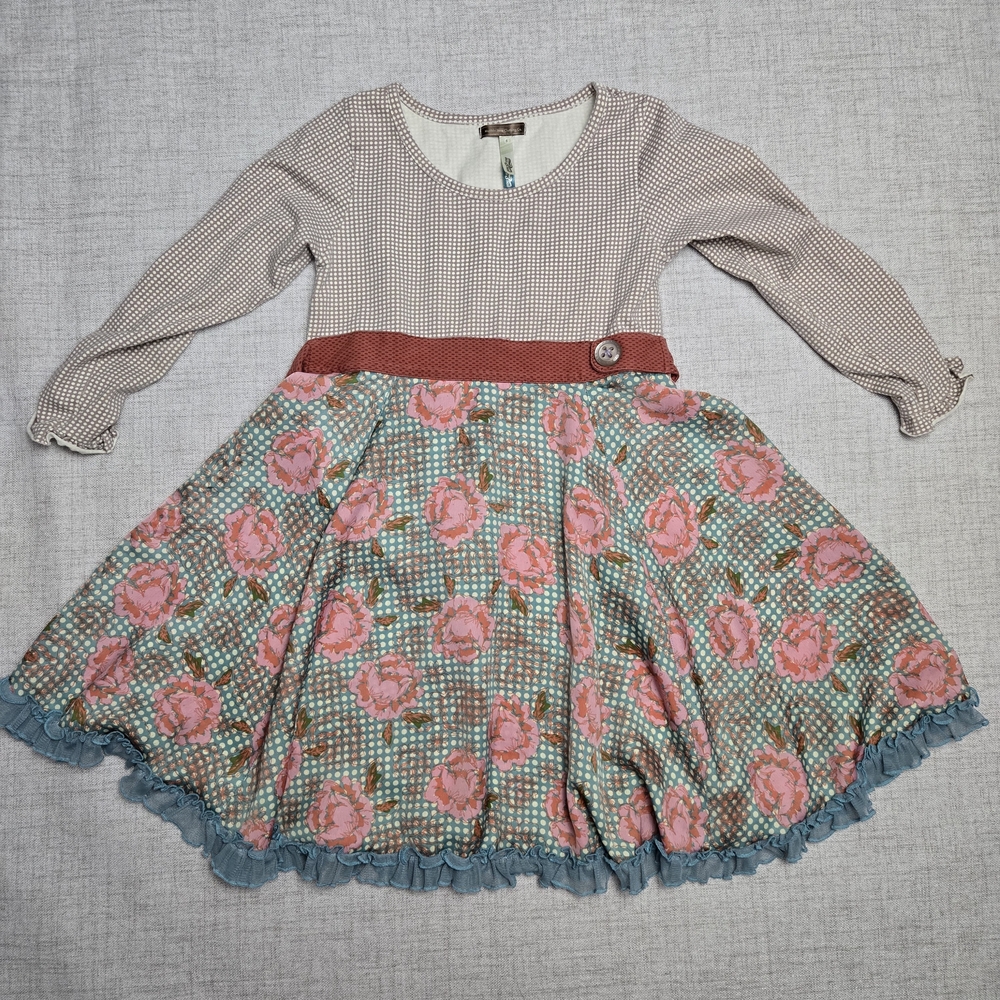 Matilda Jane Sweetheart Dress 6 Floral Polka Dot Ruffle Twirl Boutique - Picture 4 of 11